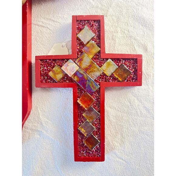 Set of 3 Western/Boho Cross Wall Decor – Red - Picture 4 of 7